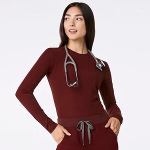 Figs Burgundy Long Sleeve Women's Tee